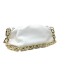 Cloud-Shaped Clutch Pouch Purse With Chain Link Shoulder Strap White