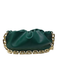 Cloud-Shaped Clutch Pouch Purse With Chain Link Shoulder Strap Emerald Green