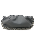 Cloud-Shaped Clutch Pouch Purse With Chain Link Shoulder Strap Gray